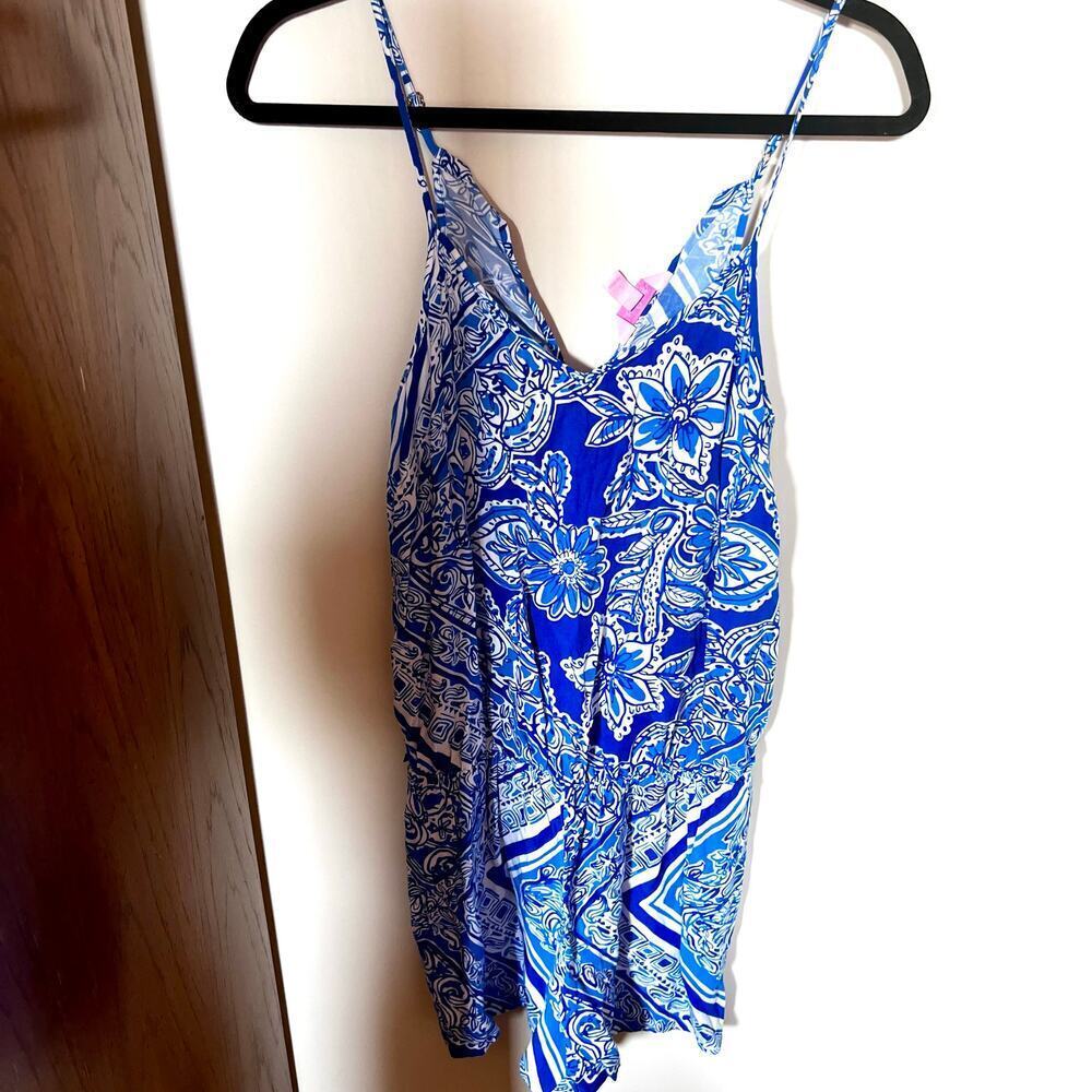 Lilly Pulitzer dusk shorts romper blue and white size S - Picture 2 of 15